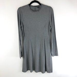 RDI Dress Mini A Line Long Sleeve Knit Stretch Crew Neck Gray Size M